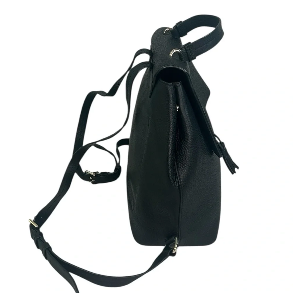 Kate Spade Hayes Street Taba Black Pebble Leather Tassel Backpack Medium Preppy